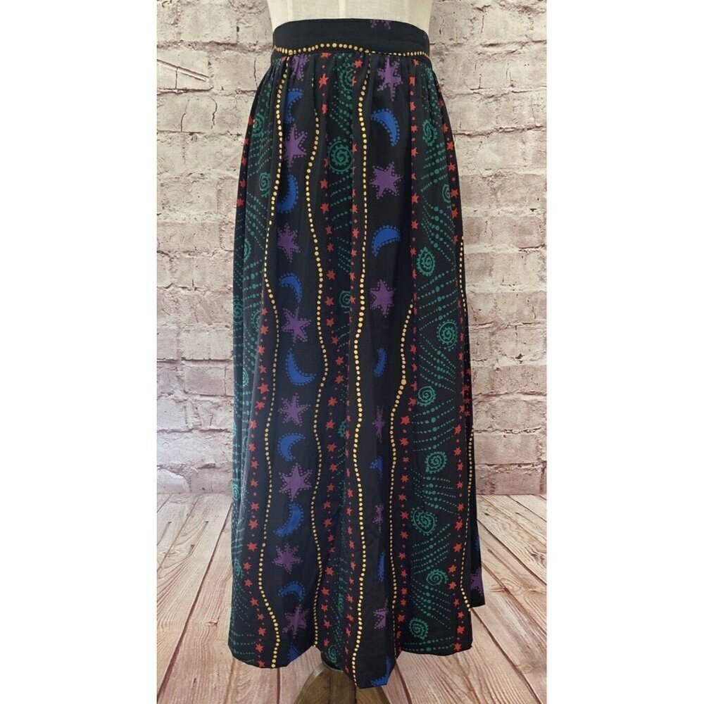 That's Me! Vintage Skirt Women 7/8 Pleated Midi 80’s Retro Geek Moon Stars